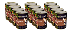 SAVORY KARMA MOKRA Z KACZKĄ DLA WYBREDNYCH PSÓW WSZYSTKICH RAS 12x400 G