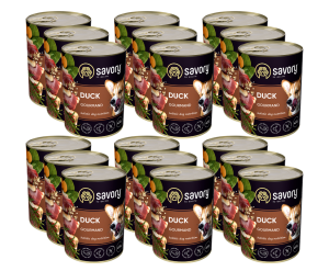 SAVORY KARMA MOKRA Z KACZKĄ DLA WYBREDNYCH PSÓW WSZYSTKICH RAS 18x400 G