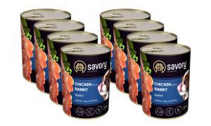 SAVORY KARMA MOKRA Z KURCZAKIEM I KRÓLIKIEM DLA SZCZENIĄT WSZYSTKICH RAS OD 3 MIESIĄCA ŻYCIA 8x400 G