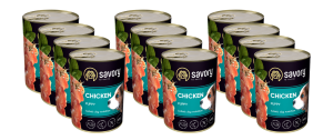 SAVORY KARMA MOKRA Z KURCZAKIEM DLA SZCZENIĄT WSZYSTKICH RAS OD 3 MIESIĄCA ŻYCIA 12x400 G