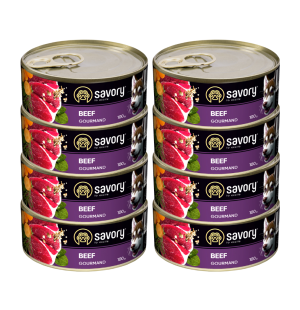 SAVORY PASZTET DLA WYBREDNYCH DOROSŁYCH PSÓW WSZYSTKICH RAS WOŁOWINA 8x100G