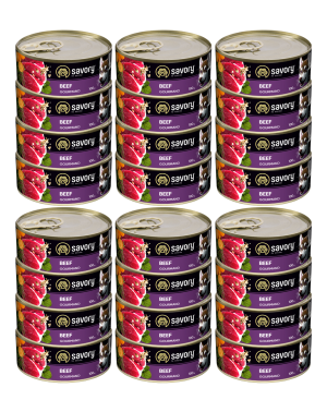SAVORY PASZTET DLA WYBREDNYCH DOROSŁYCH PSÓW WSZYSTKICH RAS WOŁOWINA 24x100G