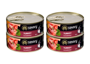 SAVORY KARMA MOKRA Z INDYKIEM DLA WYBREDNYCH PSÓW WSZYSTKICH RAS 4x100 G