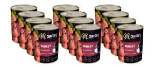 SAVORY KARMA MOKRA Z INDYKIEM DLA WYBREDNYCH PSÓW WSZYSTKICH RAS 12x400 G