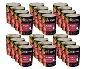 SAVORY KARMA MOKRA Z INDYKIEM DLA WYBREDNYCH PSÓW WSZYSTKICH RAS 24x400 G