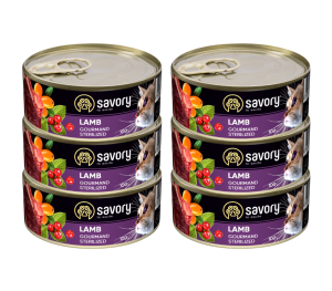 SAVORY PASZTET Z JAGNIĘCINĄ DLA KOTÓW STERYLIZOWANYCH 6x100 G