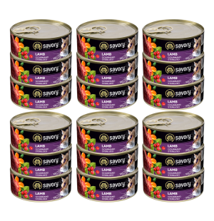 SAVORY PASZTET Z JAGNIĘCINĄ DLA KOTÓW STERYLIZOWANYCH 18x100 G