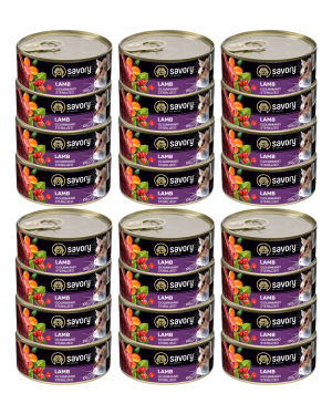 SAVORY PASZTET Z JAGNIĘCINĄ DLA KOTÓW STERYLIZOWANYCH 24x100 G