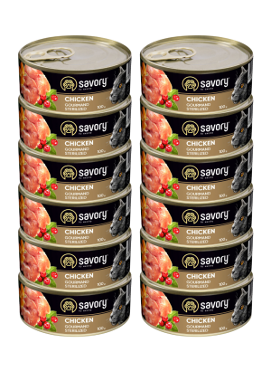 SAVORY PASZTET Z KURCZAKIEM DLA KOTÓW STERYLIZOWANYCH 12x100G