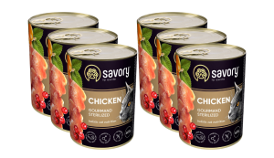SAVORY PASZTET Z KURCZAKIEM DLA KOTÓW STERYLIZOWANYCH 6x400 G