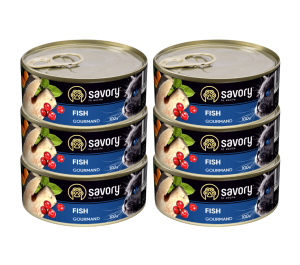 SAVORY PASZTET Z RYBĄ DLA WYBREDNYCH KOTÓW 6x100G