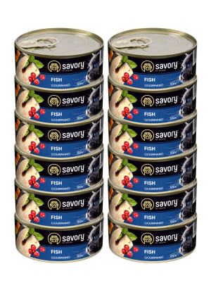 SAVORY PASZTET Z RYBĄ DLA WYBREDNYCH KOTÓW 12x100G