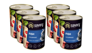 SAVORY PASZTET Z RYBĄ DLA WYBREDNYCH KOTÓW 6x400 G