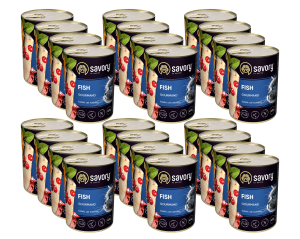 SAVORY PASZTET Z RYBĄ DLA WYBREDNYCH KOTÓW 24x400 G