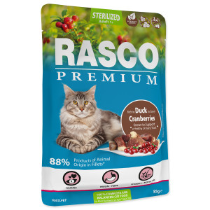 RASCO PREMIUM CAT STERILISED KACZKA Z ŻURAWINĄ W SOSIE 85G