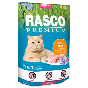 RASCO PREMIUM CAT SENSITIVE Z INDYKIEM, CYKORIĄ I PROBIOTYKIAMI 2KG