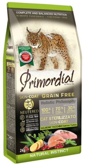 PRIMORDIAL GRAIN FREE CAT NEUTERED SKIN&COAT SALMON&TURKEY 2KG