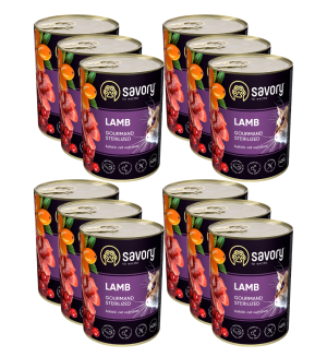 SAVORY KARMA MOKRA PASZTET Z JAGNIĘCINĄ DLA KOTÓW WYSTERYLIZOWANYCH 12x400G