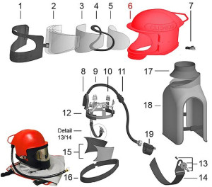 6) Helmschale für Sandstrahlhelm Apollo 600