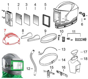 7) Kopfschale für Sandstrahlhelm Nova 1