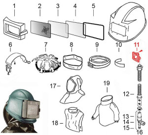 11) Schlauchadapter für Sandstrahlhelm Commander