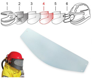 4) Stabilisierungsscheibe Zwischenscheibe für Sandstrahlhelm Aspect