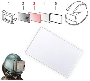 3) Verschleißscheiben Glas für Sandstrahlhelm Commander