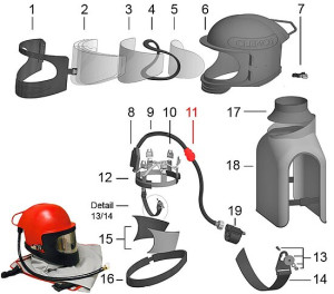 11) Verschraubung für Sandstrahlhelm Apollo 600