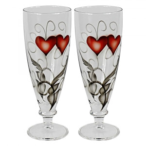 Crystal Ink Ölglas Hjärta 38cl, 2-Pack - Nybro