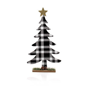 Evviva Albero • Decorazione in legno 19 x 6 x h 35 cm - Black Tartan
