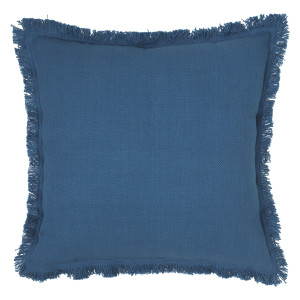 Evviva Cuscino in cotone tinto filo a spina di pesce con frange. Fodera rimovibile e imbottitura in poliestere. 50 x 50 cm - Pratum