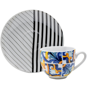 Evviva Set 6 tazze caffè con piattino 90 ml - Milano-bari