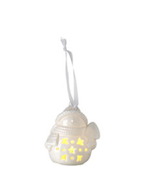 Evviva Set 2 decorazioni in porcellana Pupazzo di neve con LED 7,5 x 6 x h 8,5 cm - Decor