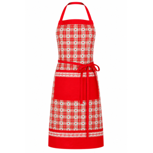 Douceur d'intérieur Tablier de cuisine à carreaux rouges avec motifs cœurs – Coton -
