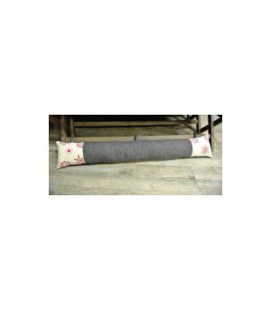 Douce France Bas de porte laine gris brodé L 90 cm -