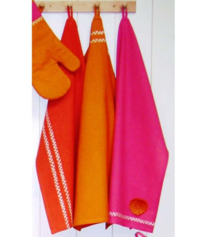 ATELIER DE LA DECO Ensemble de 3 Torchons aux couleurs provençales terre de sienne -