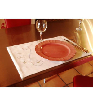 ATELIER DE LA DECO 2 Sets de table blanc brodé -