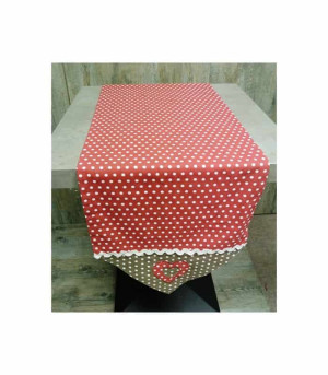 ATELIER DE LA DECO Chemin de table à pois choco et rouge -