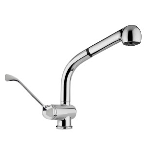 Attrezzature Professionali Rubinetto Miscelatore Lavello 0113 - Doccia Estraibile Canna Alta e Leva Lunga L