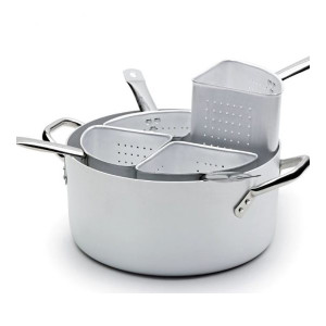 Fasa Casseruola Alta con 4 Scolapasta Professionale - Alluminio 3 mm - Diverse Misure