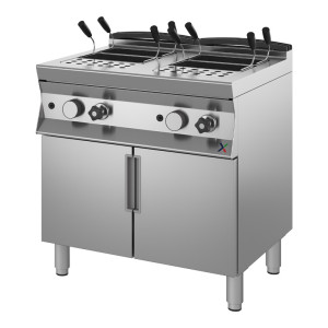 INOX BIM Cuocipasta a Gas Armadiato - Profondità Cm 70 - Doppia Vasca 28 + 28 Lt