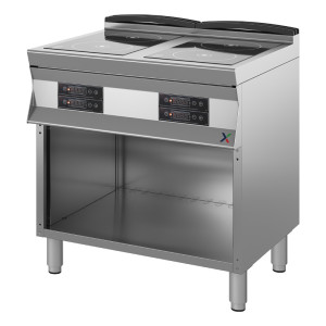 INOX BIM Cucina a Induzione Armadiata con Vano a Giorno - Profondità cm 70 - N° 4 Zone di