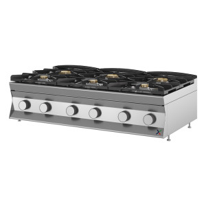 INOX BIM Cucina da Banco a Fuochi Aperti - Alimentazione a Gas - N° 6 Fuochi