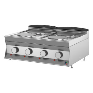 INOX BIM Cucina Elettrica da Banco - N° 4 Piastre di Cottura - Larghezza Cm 80 x Profondi