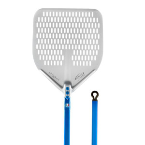 Gimetal Pala Pizza Rettangolare Forata 33 x 33 - Lunghezza Manico Cm 150