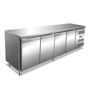 Attrezzature Professionali Banco Refrigerato in Acciaio Inox a 4 Porte Cieche - Con o Senza Alzatina - Capa