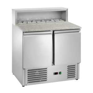 Amitek Saladette Refrigerata Pizzeria con Piano in Granito - N° 5 Bacinelle Ingredienti