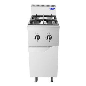 Attrezzature Professionali Cucina Armadiata a Gas in Acciaio Inox con Anta Singola - Piano di Cottura a 2 F