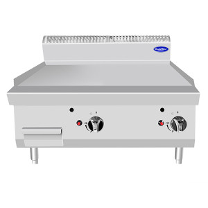 Attrezzature Professionali Fry Top da Banco con Piano Doppio - Alimentazione a Gas - Profondità Cm 70