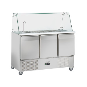 CoolHead Saladette Refrigerata BB93 con Top Apribile e Rubinetto - N° 3 Porte Inox - Capa